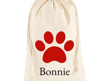 Sac cadeau personnalisé pour chien, Sac de friandises pour chiens, Sac jouet pour chat, Sac cadeau de Noël, Empreinte de patte