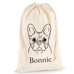 Personalised French Bulldog Present Sack, Frenchie Christmas Toy Gift Bag, Treats Bag