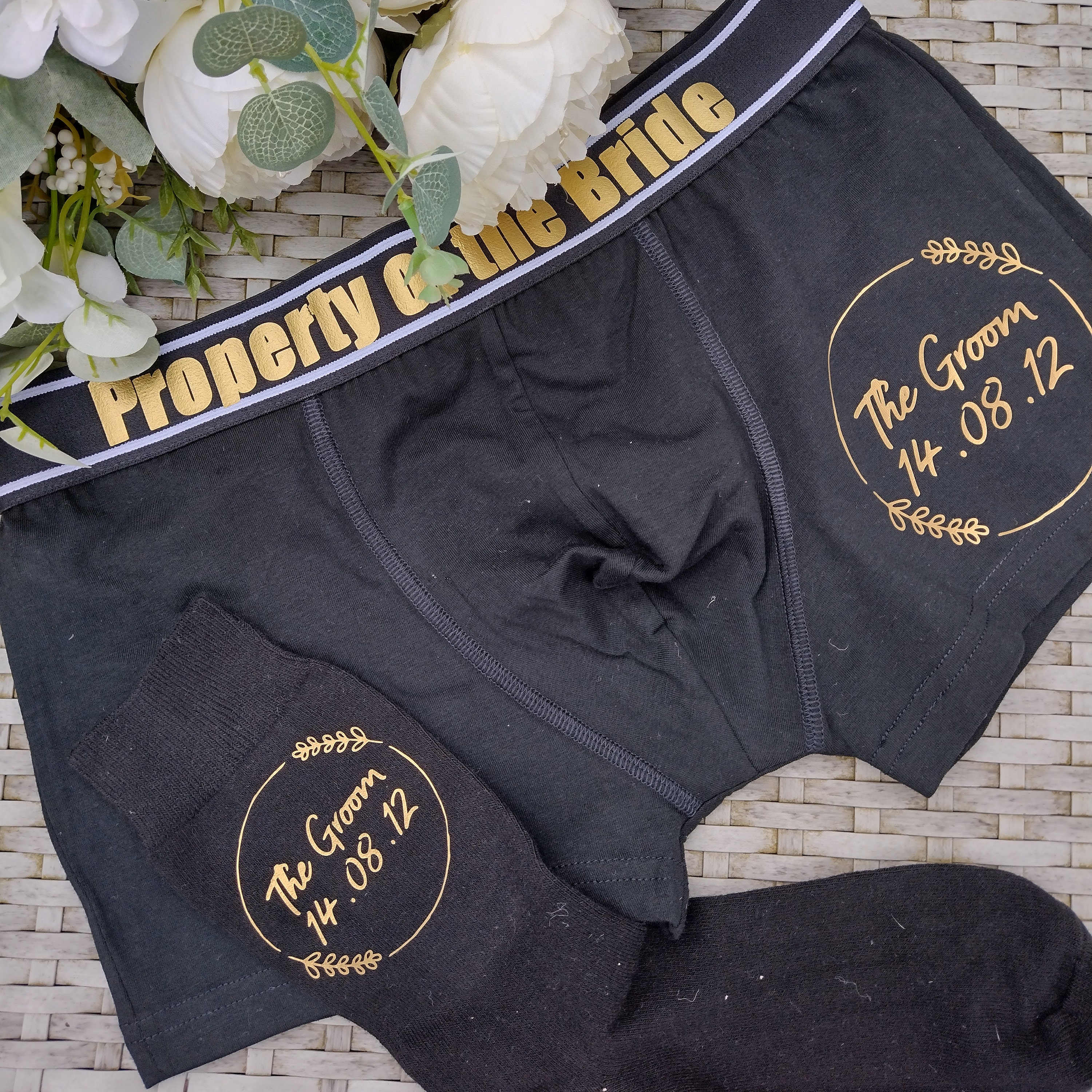 This Ass Belongs to Your name,Bachelor Gift Honeymoon Outfit Boxers Gift  For Husband Men's Underwear