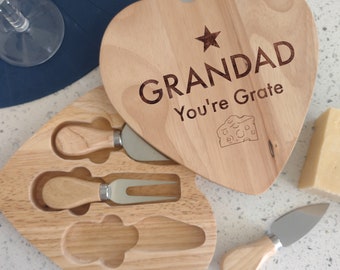 Personalised You're Grate Cheeseboard, Cheese Lover Gift, Grandad Present, Ant Name, Cheese Set