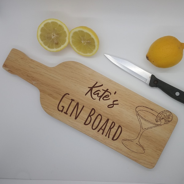 Personalised Gin Board, Lemon Chopping Board, Gin Lover Gift, Present For Friend