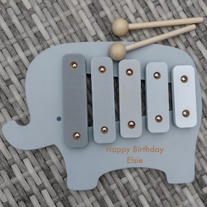 Personalised Engraved Wooden Elephant Xylophone, Musical Instrument, Birthday gift, Christening gift, Christmas Gift, Baby Toy