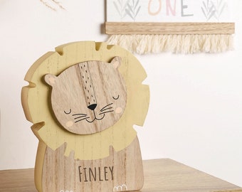 Personalised Wooden Lion Money Box, 1st Birthday Gift, Christmas, Christening Present, Savings Bank