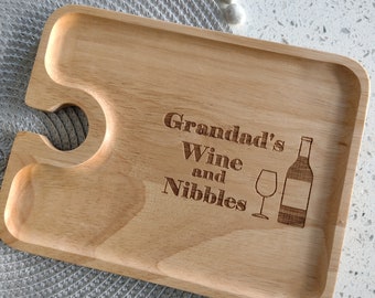 Personalised Wine and Nibbles Board, Grandad Christmas Gift, Present For Wine Lover