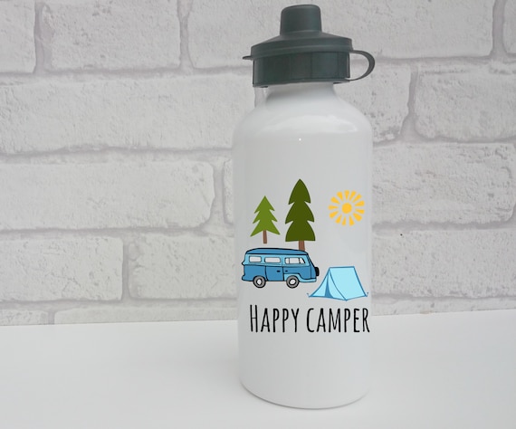 Let the Adventure Begin Water Bottle Drinking Bottle Personalised Pink Camper 