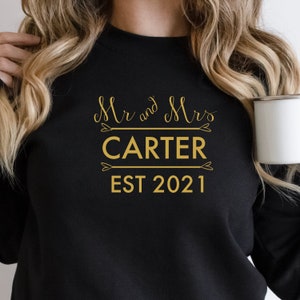 Mr & Mrs Sweatshirt, Just Married, Wedding Gift, Hen Party Present, New Bride, Personalised Wedding Present