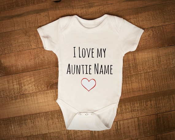 I Love Auntie Name Baby Grow Personalised Baby Vest Present for