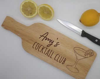 Personalised Cocktail Club Chopping Board, Bar Gift, Cocktail Present,Fun Gift