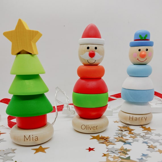 Christmas Wooden Stacking Toy Stocking Filler Christmas Eve Box