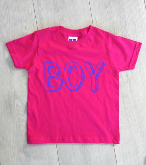 Pink Boy T shirt Fun Blue Top for Boys Gender Neutral Unisex Boys