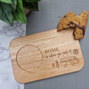Home is Where you Park It, serveerplank voor thee en koekjes, campercadeau, kampeercadeau, busje Life, cadeau voor camper, koffieliefhebber