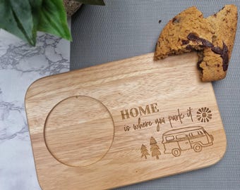 Home is Where you Park It, Tea & Biscuit Serving Board, Campervan Gift, Camping Present, Van Life, Gift For Camper, Coffee Lover