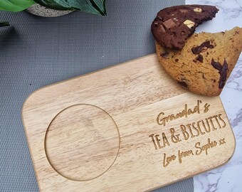 Personalised Tea And Biscuits Serving Board Gift, Grandma's Biscuit, Any Name