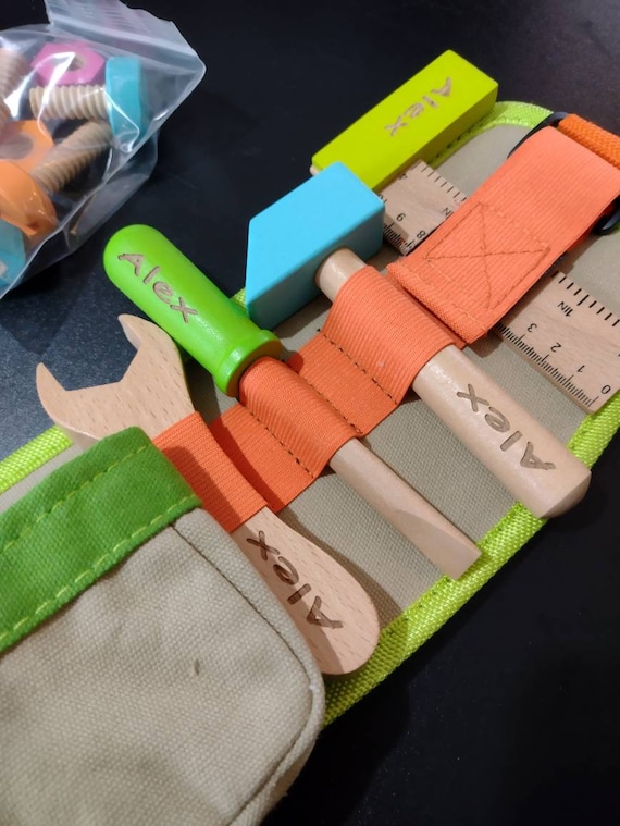 Cinturón de herramientas de madera colorido para niños personalizado,  conjunto de herramientas, regalo de cumpleaños, constructor, conjunto de  herramientas para niños, fontanero -  México