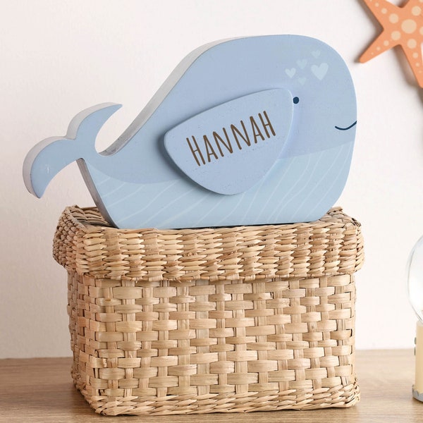 Personalised Wooden Whale Money Box, 1st Birthday Gift, Christmas, Christening Present, Savings Bank