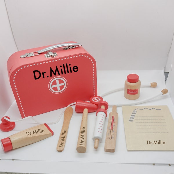 Ensemble de jeu docteur pour enfants, kit de jeu docteur en bois pour enfants, boîte d'anniversaire pour enfants, cadeau de Noël, ensemble docteur pour enfants