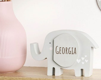 Personalised Wooden Elephant Money Box, 1st Birthday Gift, Christmas, Christening Present, Savings Bank