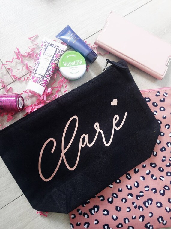 Personalisierte Make-up Tasche Mit Monogramm – Wasserdichter Stoff, 25,4x17,8 Cm, Tolles Geschenk Für Frauen