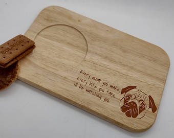 Pug Tea And Biscuits Serving Board Gift, Puppy Gift, Pug Present, Dog Lover