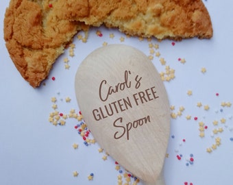 Personalised Gluten Free Wooden Spoon, Gluten Gift, Present For Chef Baker