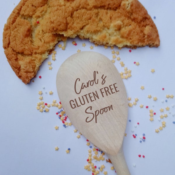 Personalised Gluten Free Wooden Spoon, Gluten Gift, Present For Chef Baker