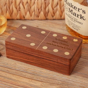 Personalised Wooden Domino Set, Boxed Dominoes Game Gift, Present For Dad, Grandad, Birthday Or Christmas Gift