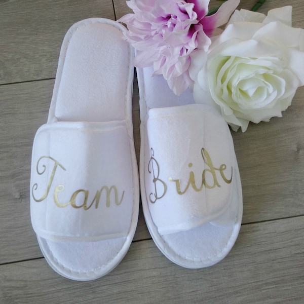 Team Bride Slippers, Matching hen Party Gift, Bridal Wedding Party Slippers