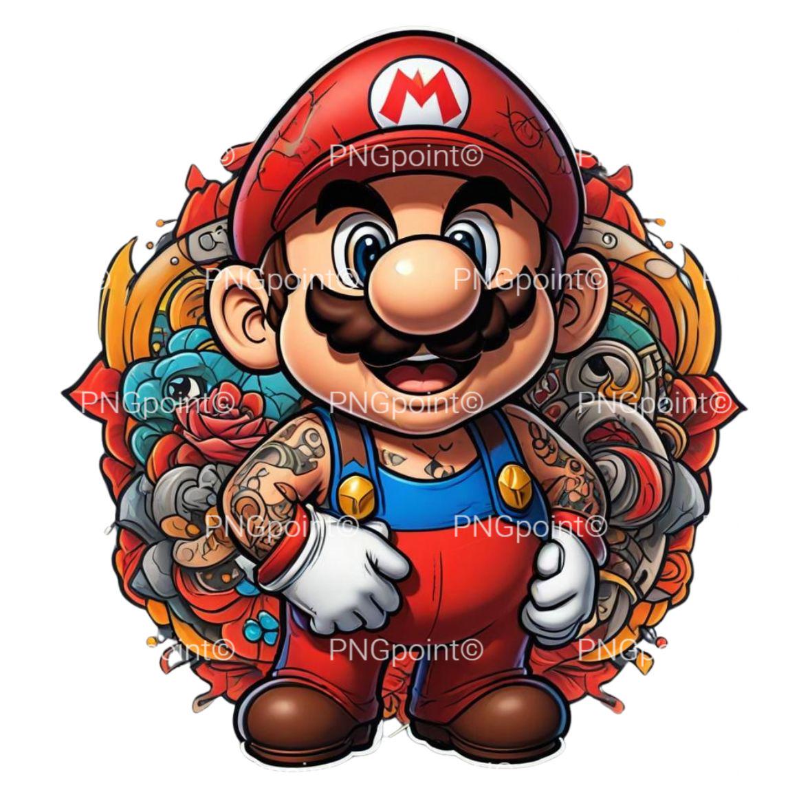 マリオタトゥーPNGバンドル：スーパーマリオブラザーズ画像（商用利用