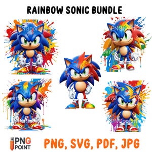 10 Rainbow sonic image bundle, Sonic png, sonic svg, Sonic the hedgehog images, Sonic tshirt image, Sonic, Sonic the hedgehog, Tshirt images