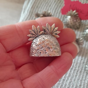 Vintage Silea Silvered Metal Pineapple Place Card Holders, Set of 10
