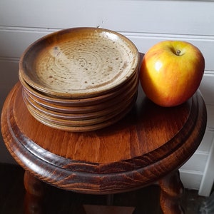 Platos vintage de cerámica de pirita francesa, gres rústico, juego de 6 (13 cm)