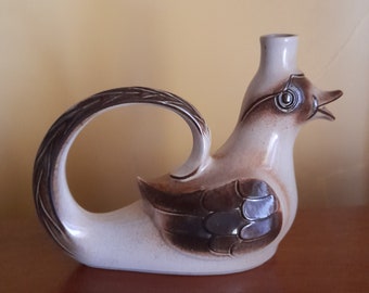 Gerzit bird jug/pitcher - 1960s Germany - vintage grès pitcher, stylised bird, decorated, oil, liqueur carafe decanter, vase, zoomorphe