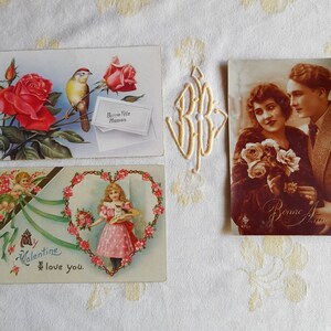 Three very sweet vintage postcards, written and posted