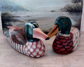 Two French painted wooden ducks