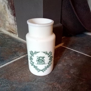 Opaline glass jar -  made in Italy - vintage pot for kitchen use or bath salts or bathroom decor - apothecary jar style