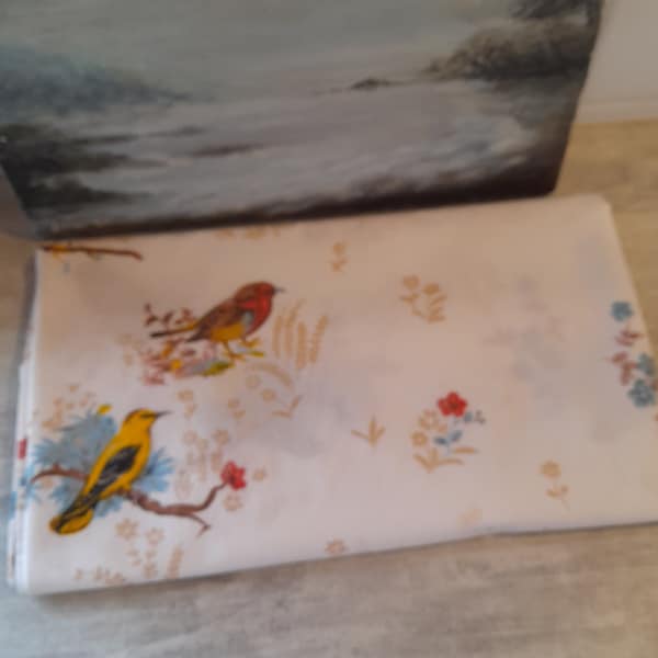 Nappe pour oiseaux - nappe de table en coton carré français vintage, 144,5 cm, endommagée s’il vous plaît lire la description