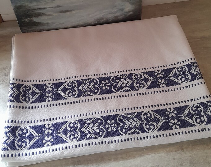 Pretty Blue Striped White Basque Tablecloth - Basque Style -176 X 139 ...