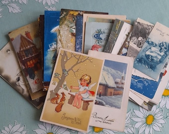 Vintage French Christmas & New Year Cards, Religious Ephemera