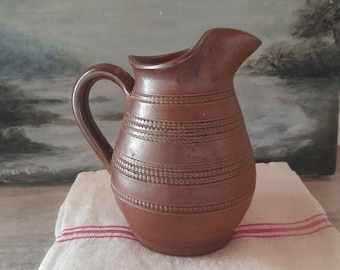 Smaller rustic cider or milk jug - French vintage hand made grès stoneware pitcher - 0.5 litre capacity