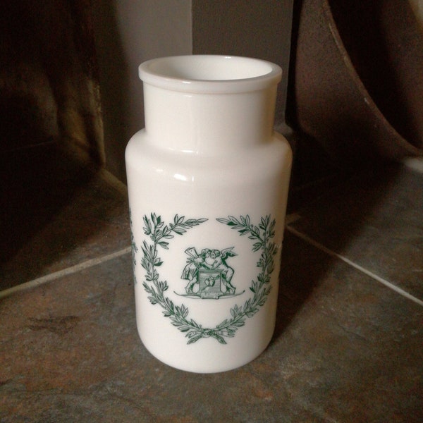 Opaline glass jar -  made in Italy - vintage pot for kitchen use or bath salts or bathroom decor - apothecary jar style