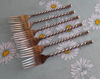 6本のフォーク - テーブルフォーク、フランスのカトラリー - 金属製