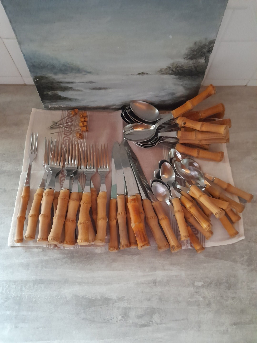 Set Posate 32 Pezzi Con Manico In Bambù - Acciaio Inox 304 Per Cucina - Foto 12