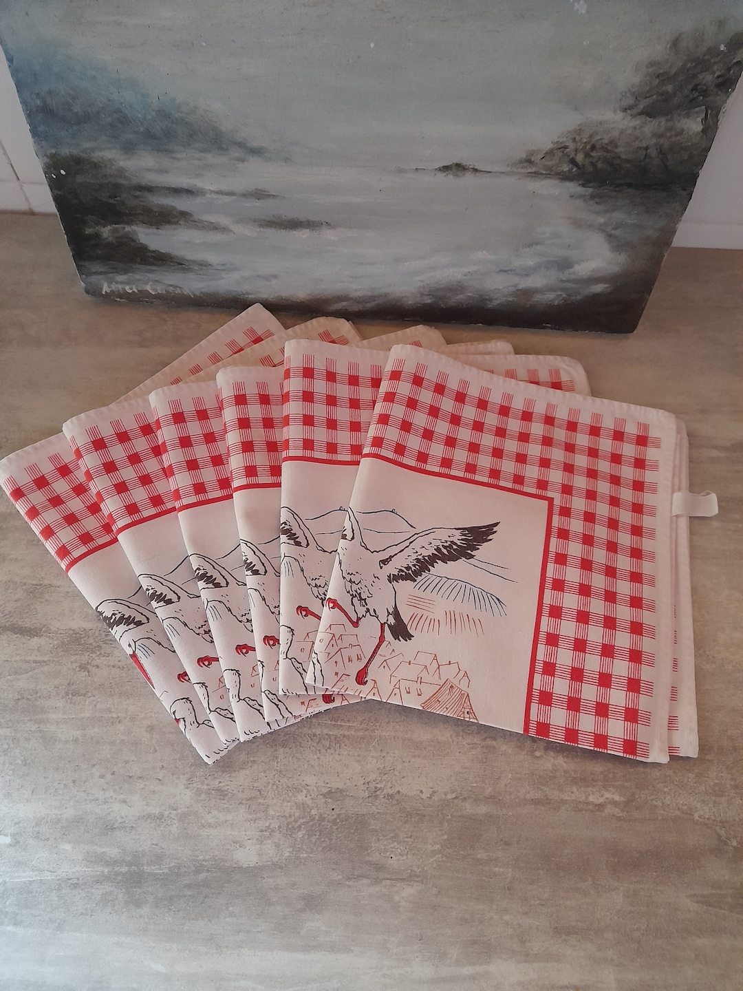 Lot De 6 Serviettes De Table Alsace - 100% Coton - Vintage Comme Neuves