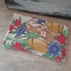 Pretty floral tea towel, vintage French tea towel, torchon, French cloth, 42 x 69 cm, cotton