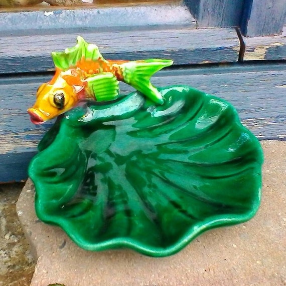 Pretty Green Shell Shaped Soap Dish With Fish French Etsy etsy