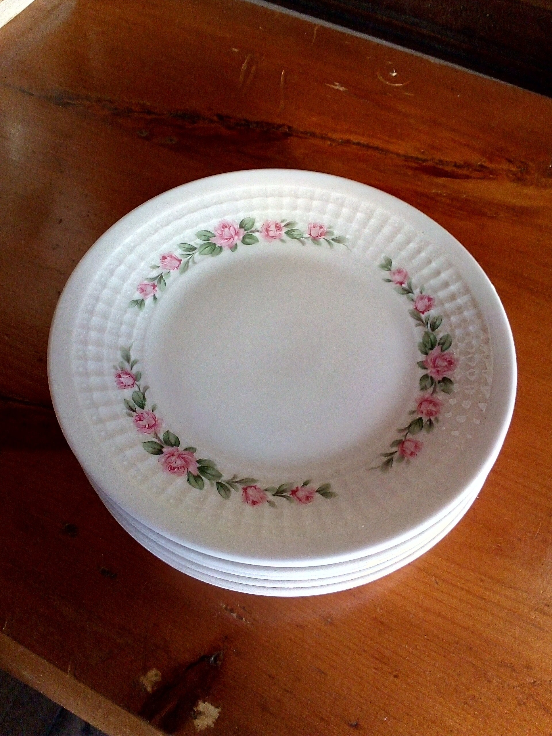 Six Très Jolies Assiettes à Dessert Vintage - Eschenbach, Bavière, Allemagne Thé Guirlande de Rose