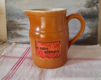 Grès cider or milk jug - French vintage grès stoneware pitcher - stamped Grespots Digoin France, 0,75 litres