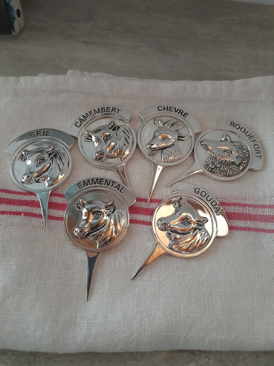 French Cheese Markers Sweet Vintage Metal Set of 6 Silea Etsy