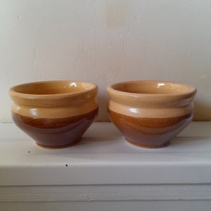 Two French rustic terracotta bowls - soup/salad or vegetable bowls - provencal French glazed terracotta dishes, rustic made in France