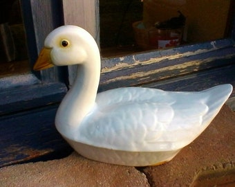 White Duck Terrine - French vintage glazed terrine - foie gras or pâté dish